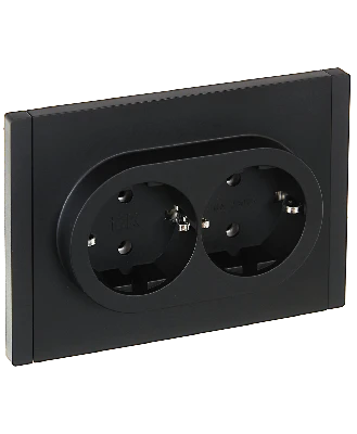 FORTE&PIANO Розетка 2-местная с заземлением без защитных шторок безвинтовое крепление 16А FP124 черный IEK