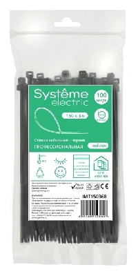 Стяжка кабельная MultiSet 150х3.6 Чёрная (100шт)