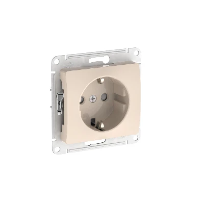GLOSSA РОЗЕТКА с заземлением со шторками, 16А, быстрозажимные клеммы, БЕЖЕВЫЙ