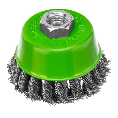 Щетка для УШМ, 75 мм, М14, Чашка, крученая проволока 0,5 мм