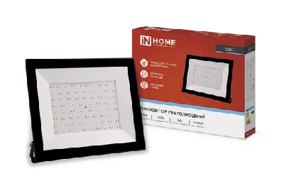 Прожектор светодиодный СДО-7 100Вт 6500К IP65 черный IN HOME