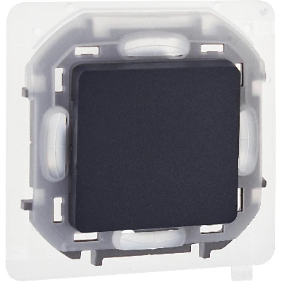 Выключатель 1-клавишный проходной 10АХ IP44 безвинтовое крепление антрацит INSPIRIA