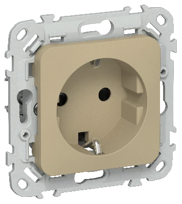 FLITE Розетка с заземлением с защитными шторками безвинтовое крепление 16А РСш11-1-ФлХ хаки IEK