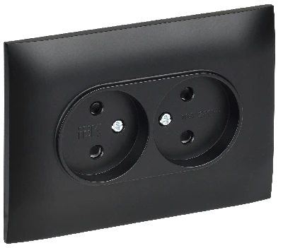 SKANDY Розетка 2-местная без заземления с защитными шторками 10А в сборе SK-R09Bl черный IEK