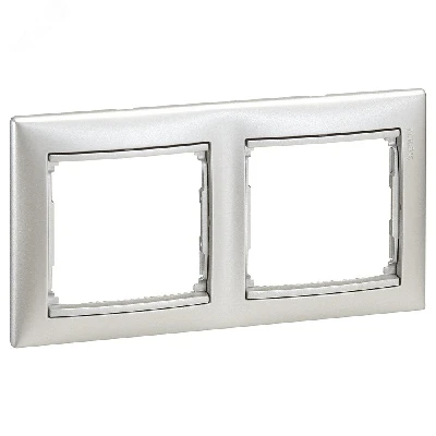 VALENA Рамка 2 поста горизонтальная алюминий