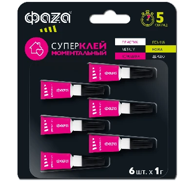 Супер-клей моментальный GSp- 1x 6 BL-6 1г ФАZА