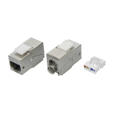 Модуль Keystone RJ45 CAT6A экранированный (STP) 90градусов серебристый