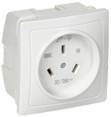 Розетка разборная для плиты с заземлением скрытой установки 32А белая Рпл11-К IEK