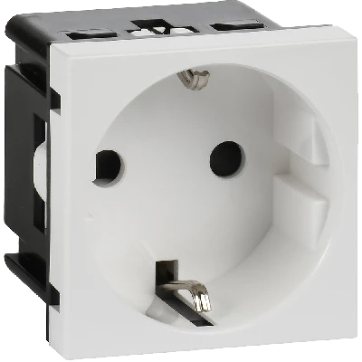 Розетка с заземлением  -  винтовые зажимы - без шторок 16А 250В - 90°- 2 модуля - белый
