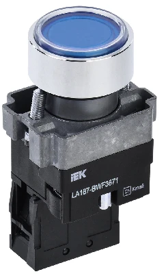 Кнопка LA167-BWF3671 d=22мм RC 1з с подсвет. синяя