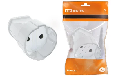 Кабельная розетка 2П б/з 10А 250B белая TDM