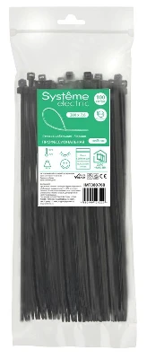 Стяжка кабельная MultiSet 380х7.6 Чёрная (100шт)