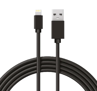 Кабель USB-Lightning 2 А, 1 м, черный ПВХ, 18-7050,