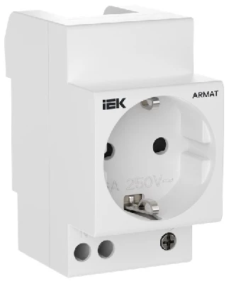 ARMAT Розетка на DIN-рейку 45мм с заземлением с защитными шторками 16А IEK