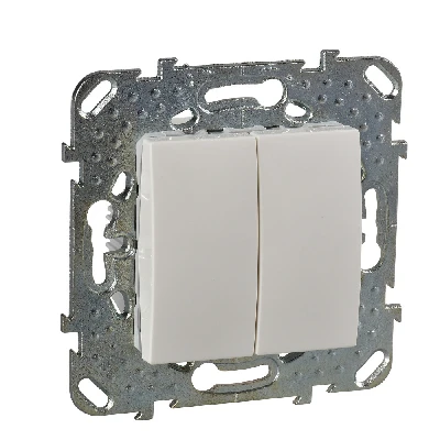 UNICA Переключатель двухклавишный в рамку бежевый сх.6+6