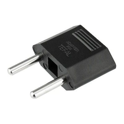 Адаптер сетевой (переходник) с Евро А/F на тонкую вилку С1 плоский Тефаль 6 А без заземления черный (1 шт/уп)