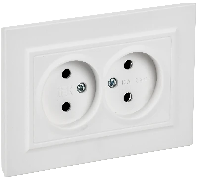 BRITE Розетка 2-местная без заземления без защитных шторок 10А в сборе РС12-2-БрАБ арктический белый IEK