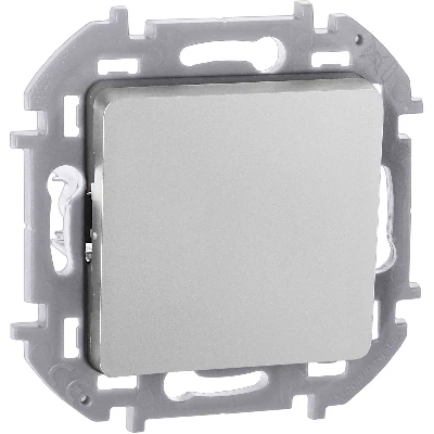 Выключатель 1-клавишный самовозвартный с нормально-открытым контактом 6А безвинтовое крепление алюминий INSPIRIA