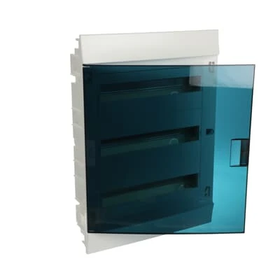 Щит распределительный встраиваемый 54 модуля ЩРв-п-54 пластиковый Mistral41 зеленая прозрачная дверь с клеммами IP41