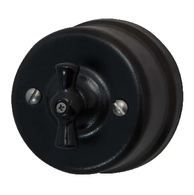 Выключатель Лизетта 1кл., керамика, цвет черный