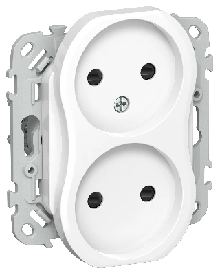FLITE Розетка 2-местная без заземления с защитными шторками безвинтовое крепление 10А РСш02-1-ФлБ белый IEK