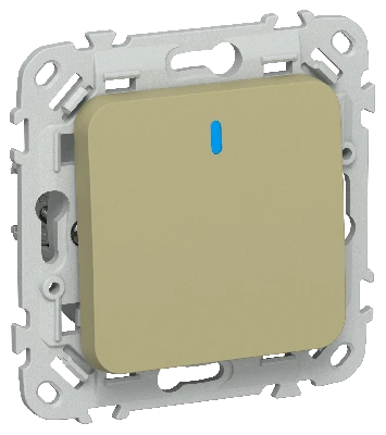 FLITE Выключатель 1-клавишный с индикацией 10А ВС11-1-1-ФлО оливковый IEK