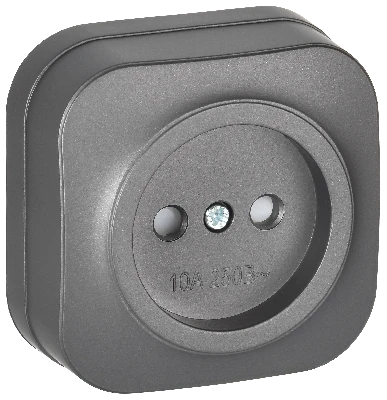 GLORY Розетка 1-местная для открытой установки без заземления с защитными шторками 10А РСш20-2-ХСм сталь матовый IEK