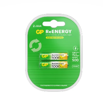 Аккумуляторы перезаряжаемые GP ReEnergy 100AAAHC AAA, емкость 930 мАч - 2 шт. в клемшеле