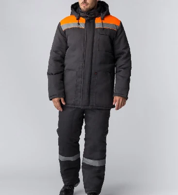 Костюм зимний Партнер NEW (Смесовая, 210) п/к, темно-серый/оранжевый,44-46,170-176