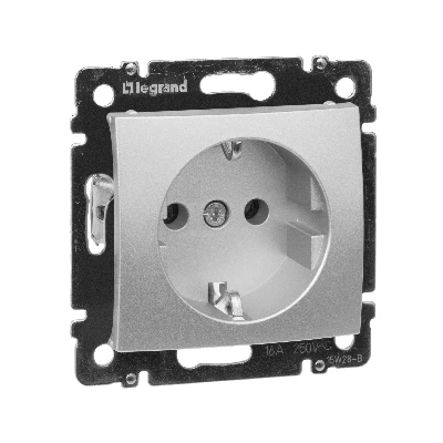 VALENA Розетка с заземлением в рамку алюминий