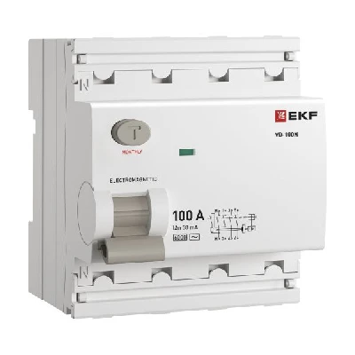 Выключатель дифференциального тока ВД-100N 4P 100А 30мА тип AC эл-мех 6кА PROXIMA