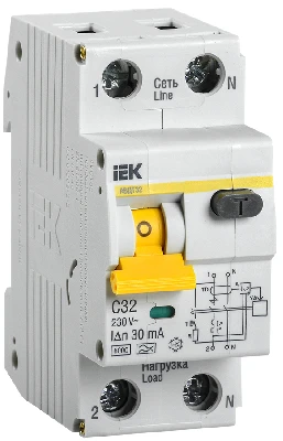 Выключатель автоматический дифференциальный АВДТ-32 1п+N 32А 30мА C(Электронный)