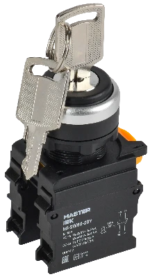 Переключатель с ключом 3 полож. 1NO+1NC чёрный MASTER IEK