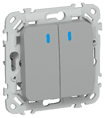 FLITE Выключатель 2-клавишный с индикацией 10А ВС12-1-1-ФлС серый IEK