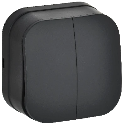 GLORY Выключатель 2-клавишный для открытой установки 10А ВС20-2-0-ХЧм черный матовый IEK