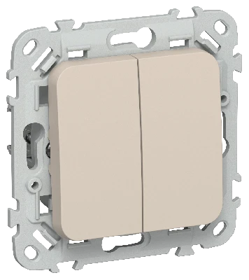 FLITE Выключатель 2-клавишный проходной 10А ВС62-1-0-ФлЛ льняной IEK