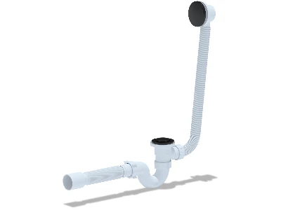 Сифон для ванны Ани клик-клак с выпуском и переливом прямоточный с трубой 40х50 черный