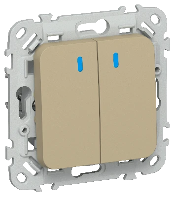 FLITE Выключатель 2-клавишный с индикацией 10А ВС12-1-1-ФлХ хаки IEK