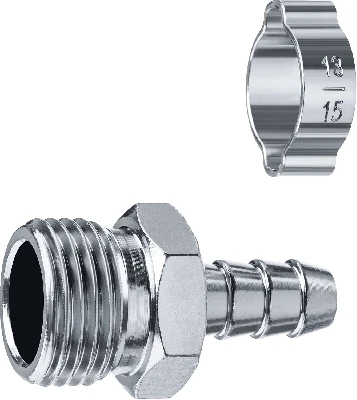 Переходник штуцер ''елочка'' 10 мм - 1/2''M, с обжимным хомутом Профессионал
