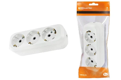 Колодка розеточная 3 гнезда 2П+3 16А 250В белая