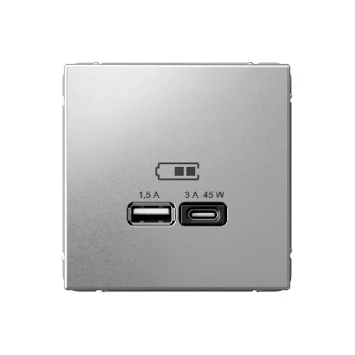 ARTGALLERY USB розетка A + тип-C 45Вт высокоскор.заряд. QC, PD, механизм, алюминий