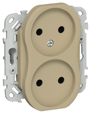 FLITE Розетка 2-местная без заземления без защитных шторок безвинтовое крепление 10А РС02-1-ФлХ хаки IEK