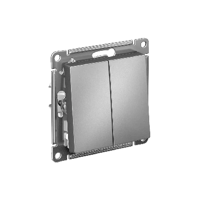 ATLASDESIGN 2-клавишный ВЫКЛЮЧАТЕЛЬ с самовозвратом, сх.2, 10А, механизм, СТАЛЬ