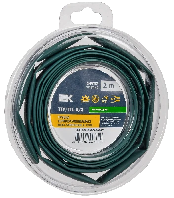 Трубка термоусадочная ТТУ нг-LS 6/3 зеленая (2м/упак) IEK