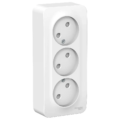 Розетка BLANCA наружная трехпостовая, без заземления, со шторками, с изолирующей пластиной, 16А, 250В, белый