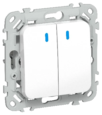 FLITE Выключатель 2-клавишный с индикацией 10А ВС12-1-1-ФлБ белый IEK