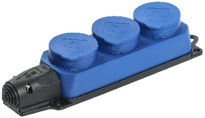 Розетка трехместная ОМЕГА IP44 синяя РБ33-1-0м