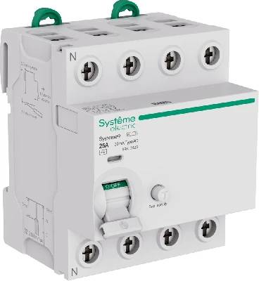 Выключатель дифференциального тока (ВДТ) 25A 4P 30мА Тип-AC 400В Systeme9