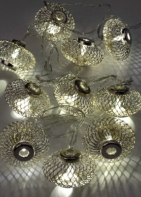 Гирлянда-Фонарики лофт метал. сереб диаметр 5х3см 10LED