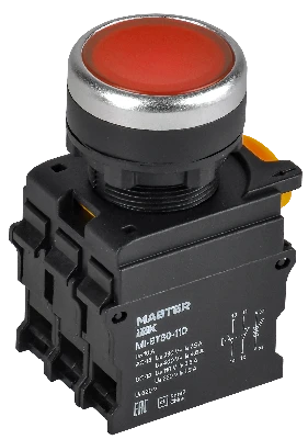 Кнопка с подсветкой d=22мм 1NO+1NC красная MASTER IEK